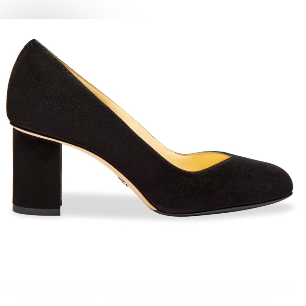 Sarah Flint Black Suede Mid Block Heel Pump